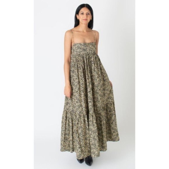 Matteau Tiered Empire Tiered Maxi Dress Golden  Primrose Ditsy Floral Size 8 - Picture 2 of 16